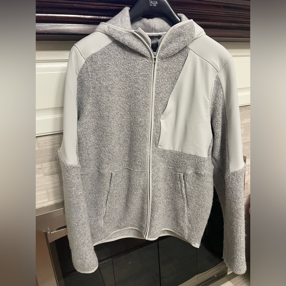 Men’s Grey Wool Fleece Full-Zip Hoodie- SZ L